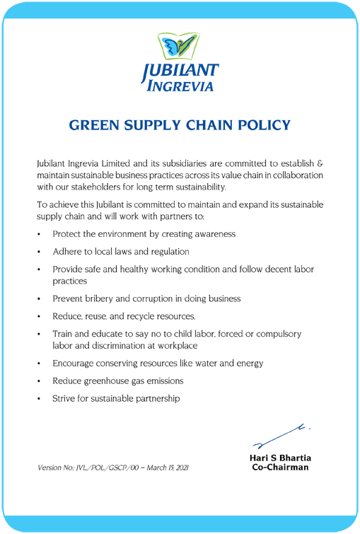 Green Supply Chain Policy